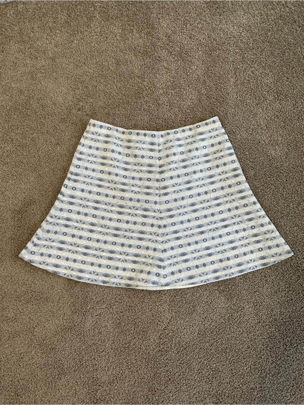 J. Crew White and Light Blue Striped Circle Skirt